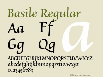 Basile Regular Version 001.000 initial release Font Sample