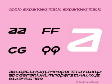 Opilio Expanded Italic Expanded Italic 001.000 Font Sample