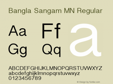 Bangla Sangam MN Regular 10.0d4e7 Font Sample