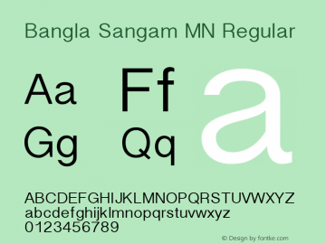 Bangla Sangam MN Regular Version 1.000 2003 initial release Font Sample