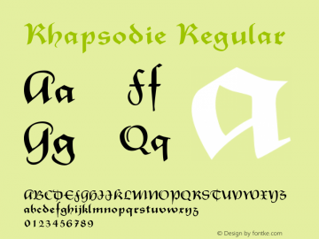 Rhapsodie Regular Macromedia Fontographer 4.1.5 9/5/98图片样张