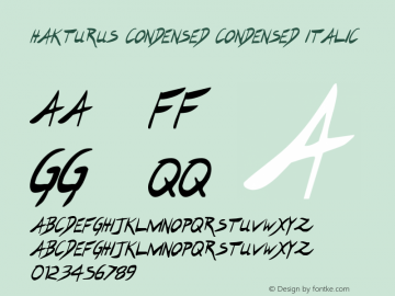 Hakturus Condensed Condensed Italic 001.000 Font Sample