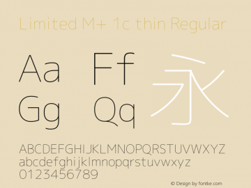 Limited M+ 1c thin Regular Version 1.040 Font Sample