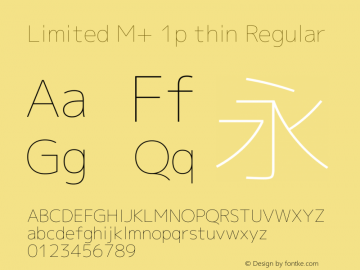 Limited M+ 1p thin Regular Version 1.040 Font Sample