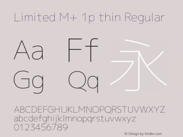 Limited M+ 1p thin Regular Version 1.057 Font Sample