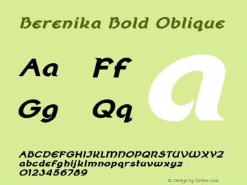 Berenika Bold Oblique Version 2.000 Font Sample