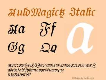 AuldMagick Italic Version 1.10 March 8, 2013图片样张