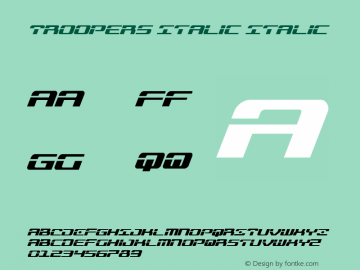 Troopers Italic Italic 001.000 Font Sample