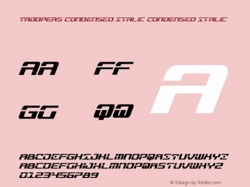 Troopers Condensed Italic Condensed Italic 001.000 Font Sample