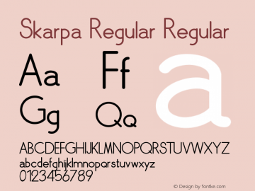 Skarpa Regular Regular Version 1.00 July 14, 2011, initial release图片样张
