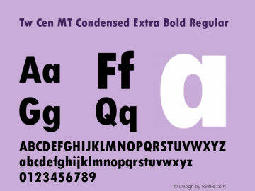 Tw Cen MT Condensed Extra Bold Regular Version 1.01图片样张