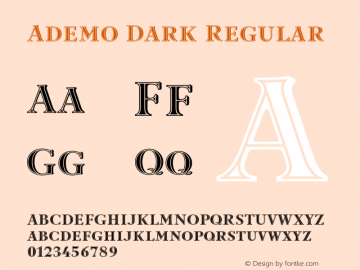 Ademo Dark Regular Version 1.100;PS 1.001;hotconv 1.0.57;makeotf.lib2.0.21895图片样张