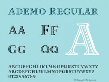 Ademo Regular Version 1.100;PS 1.001;hotconv 1.0.57;makeotf.lib2.0.21895 Font Sample