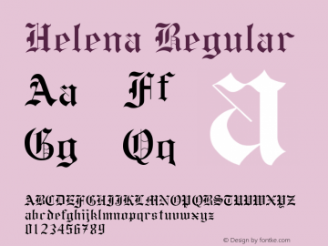 Helena Regular Unknown Font Sample