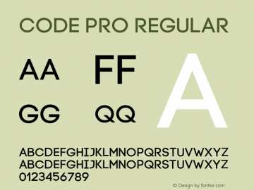 Code Pro Regular Version 1.003 Font Sample