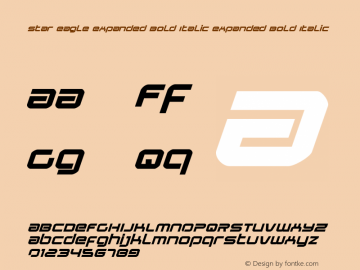 Star Eagle Expanded Bold Italic Expanded Bold Italic 001.000 Font Sample