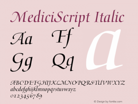 MediciScript Italic Converter: Windows Type 1 Installer V1.0d.￿Font: V1.1图片样张