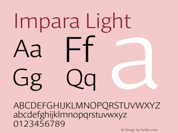 Impara Light Version 0.00 Font Sample