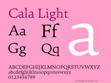 Cala Light Version 0.00 Font Sample