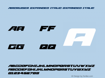 Aircruiser Expanded Italic Expanded Italic 001.000 Font Sample