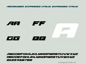 Aircruiser Expanded Italic Expanded Italic 001.000 Font Sample