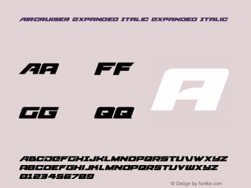 Aircruiser Expanded Italic Expanded Italic 001.000 Font Sample