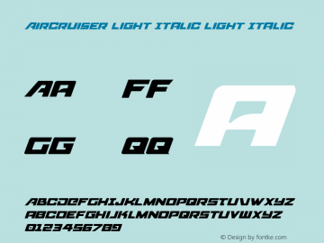 Aircruiser Light Italic Light Italic 001.000 Font Sample