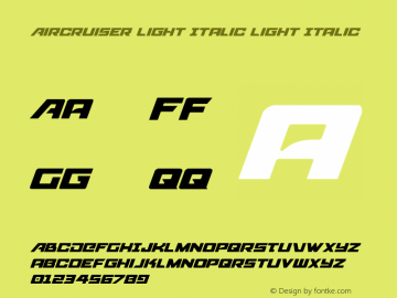 Aircruiser Light Italic Light Italic 001.000 Font Sample