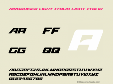Aircruiser Light Italic Light Italic 001.100 Font Sample
