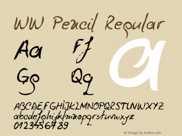 WW Pencil Regular Version 1.000 2011 initial release Font Sample