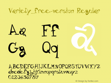 Variety_free-version Regular Version 1.00 August 17, 2011, initial release Font Sample
