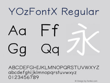 YOzFontX Regular Version 13.10 Font Sample