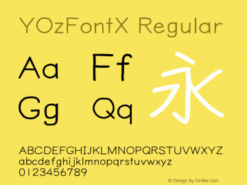 YOzFontX Regular Version 13.09 Font Sample