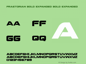 Praetorian Bold Expanded Bold Expanded 001.000 Font Sample