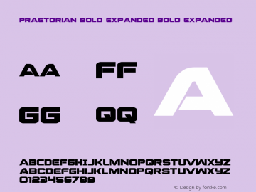 Praetorian Bold Expanded Bold Expanded 001.000 Font Sample