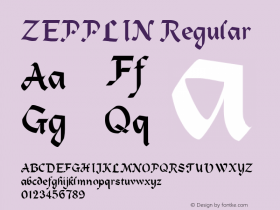 ZEPPLIN Regular Unknown Font Sample