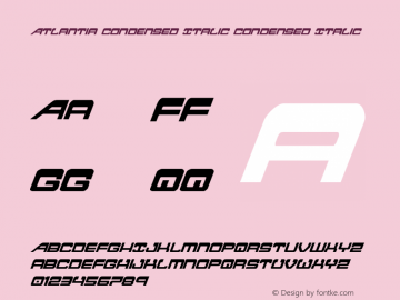 Atlantia Condensed Italic Condensed Italic 002.000 Font Sample