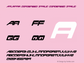 Atlantia Condensed Italic Condensed Italic 001.000 Font Sample