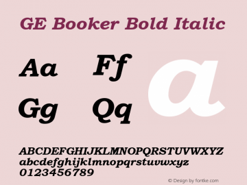 GE Booker Bold Italic Version 1.0图片样张