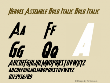 Heroes Assemble Bold Italic Bold Italic 002.000 Font Sample