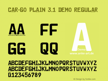 Car-Go Plain 3.1 Demo Regular Version 3.001 Font Sample
