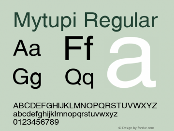 Mytupi Regular Version 1.00 Font Sample