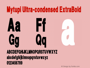 Mytupi Ultra-condensed ExtraBold Version 1.00图片样张