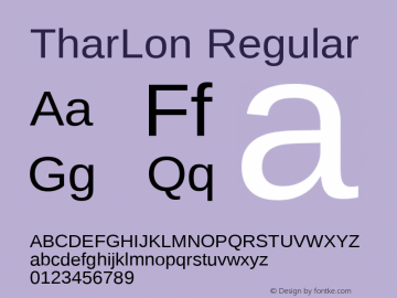 TharLon Regular Version 1.001 August 30, 2011图片样张