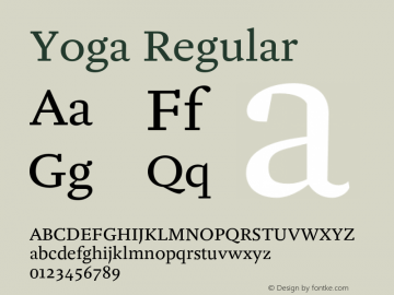 Yoga Regular Version 0.000000 Font Sample