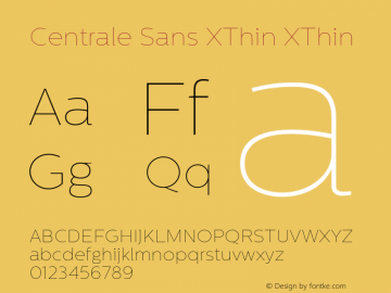 Centrale Sans XThin XThin Version 1.000 Font Sample