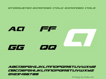 Starduster Expanded Italic Expanded Italic 002.000 Font Sample