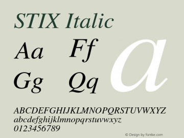 STIX Italic Version 1.1.0 Font Sample