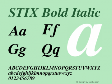 STIX Bold Italic Version 1.1.0 Font Sample