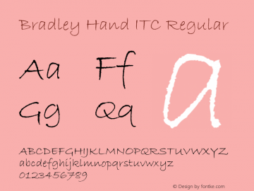 Bradley Hand ITC Regular Version 1.1 Font Sample